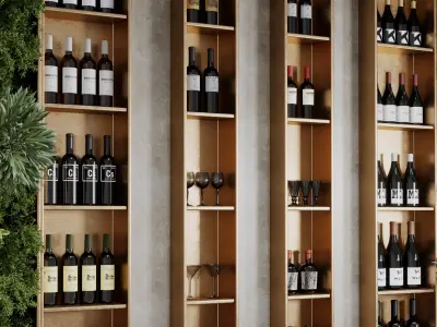 Reception Desk for Restaurant and Caffe with cabinet wine  09 3D model