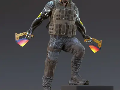 Sci-fi Soldier Riged Low-poly 3D model