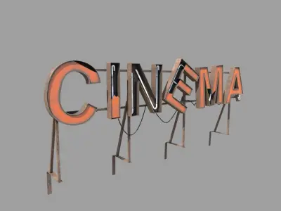 Old Cinema Sign  3D model