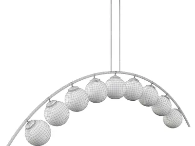 Ceiling lamp arc and balls Low-poly 3D model