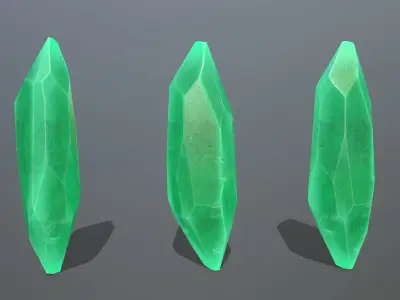 Crystal Set emerald gemstones in shapes and sizes Low-poly 3D model