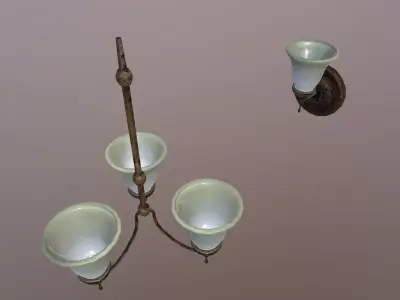 Chandelier and wall lamp Low-poly 3D model