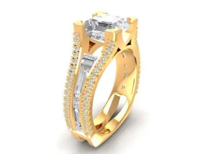 Elegant Split Shank Solitaire Engagement Ring 2319 3D print model