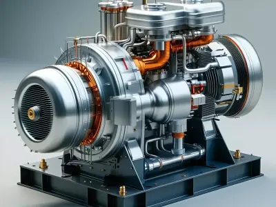 HighDetail Industrial Turbine Engine Model Low-poly 3D model