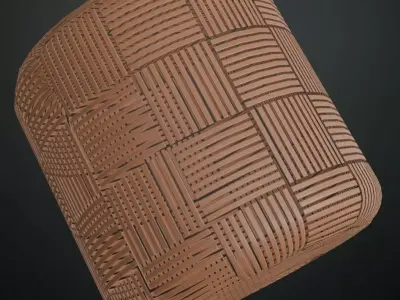 Stylized Terracotta Woven Block Tiles PBR Texture