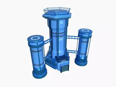 SciFi Facility A03 Blue - Sci Fi Exterior Design Low-poly 3D model