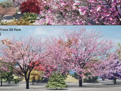 Flowering Trees 3d Pack 3D model