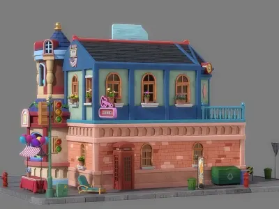 Cartoon House 06 3D model purchase