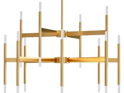 Wide Champagne Gold 24 Light LED Chandelier 3D model