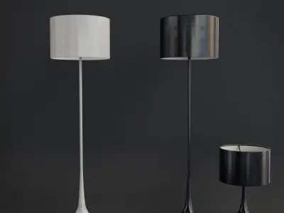 Lamps two wooden floor Low-poly 3D model