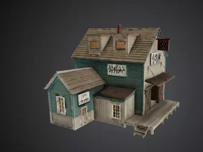 Stylized Historical Barn Architecture for Fantasy Environments Low-poly 3D model