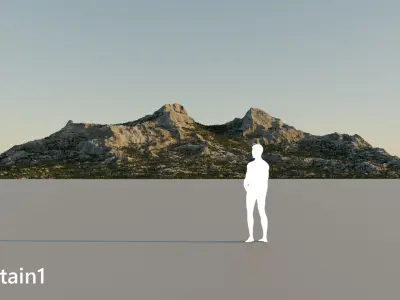 Three Rocky Grey Mountains Landscape 3D model