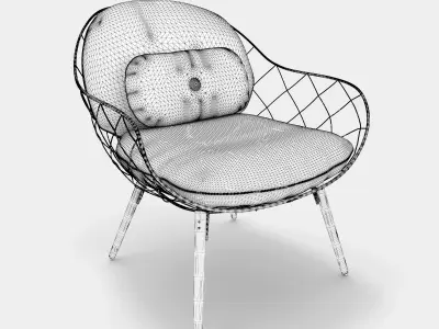 Low armchair and lounge chair 3D model