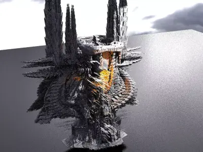Energy Spiral Fusion Core Towers Kitbash 3D model