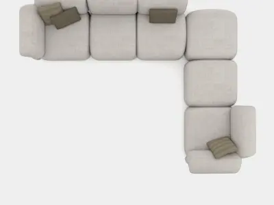 Cozy sofa with round shapes 3D model
