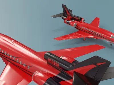 Dassault Falcon 900 Red Rigged for Maya 