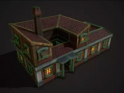Medieval Roman house Low-poly 3D model
