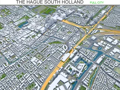 The Hague City South Holland Netherlands Low-poly 3D model