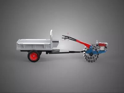 TRACTOR TRAILER CAR RURAL VEHICLE TRANSPORT WAGON FARMER HAULER 3D model