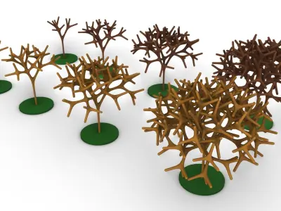 Fractal Trees Smooth Branches Low-poly 3D model