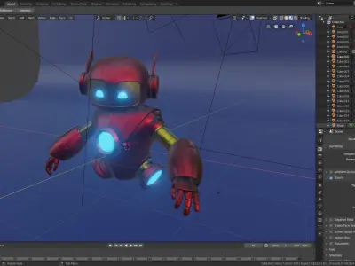 Robot with glowing eyes 3D model
