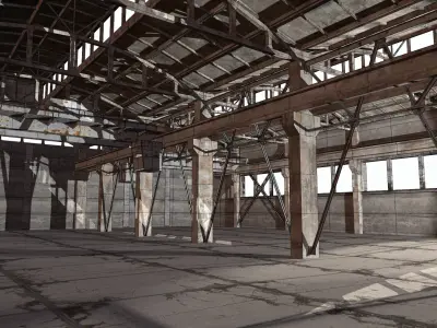 hangar empty warehouse Low-poly 3D model