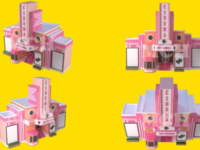 Cinema movie theater Low-poly 3D model