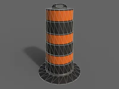 PBR Traffic Drum Barrel BlackOrange Low-poly 3D model