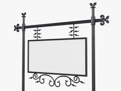 Forged column with hanging sign 07 3D model