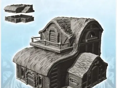 Medieval house with balcony and rope balustrade 2 - Medieval Got 3D print model