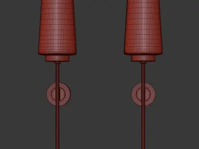 Pair French Glass and Brass Sconces by Stilnovo 3D model