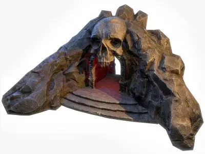 Cave Entrance Skull Low-poly 3D model