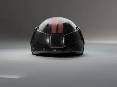 Futuristic Tactical Helmet with Red Stripes 3D Model Low-poly 3D model