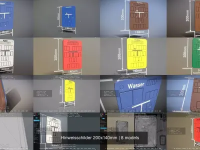 Hinweisschilder 200x140mm 3D Model Pack