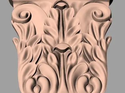 Door Post flower 3D STL Model for CNC Router Carving E958 3D model