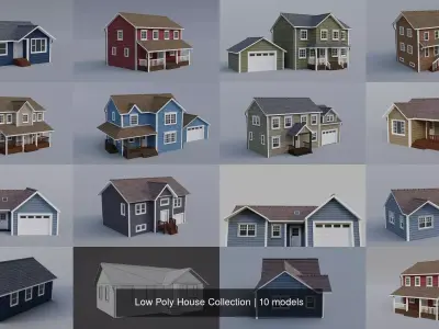 Low Poly House Collection 3D Model Pack