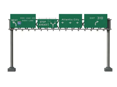 Highway Sign 05 Low-poly 3D model