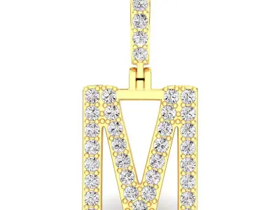 Alphabet M-letter single row pendant 3D print model