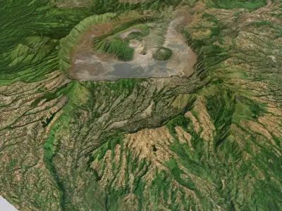 Mountain landscape Volcano Merapi  in Indonesia  3D model