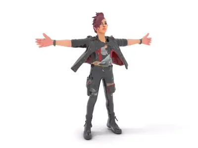 Cyberpunk Streetwear Character model pack Low-poly 3D model