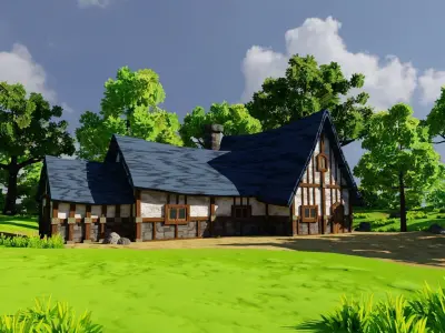 Medieval House 6 With Environment Low-poly 3D model