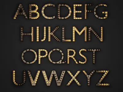 Marquee Letter Alphabet Light Boxes With Bonus Animation Nodes 3D model