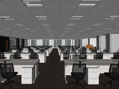 Office interior scene 3D model 3D print model