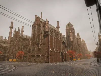 STEAMPUNK INDUSTRIAL BUILDING DEMO SCENE FILE WITH ALL THE ASSET Low-poly 3D model