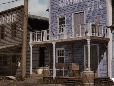 Western Town-Village Pack Low-poly 3D model