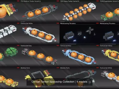 Civilian Tanker Spaceship Collection 3D Model Pack