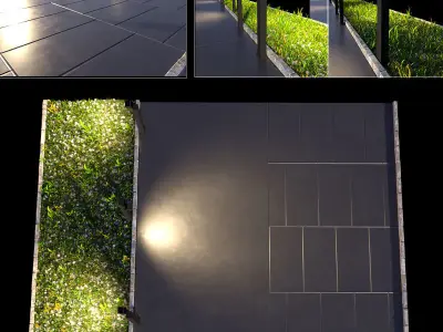 Outdoor set circular light in middle of grass 3D Model Pack