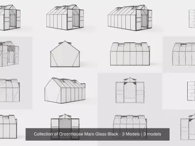 Collection of Greenhouse Mars Glass Black - 3 Models 3D Model Pack