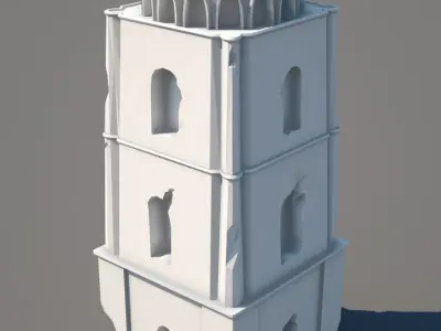 Ancient tower ruins low poly untextured Low-poly 3D model