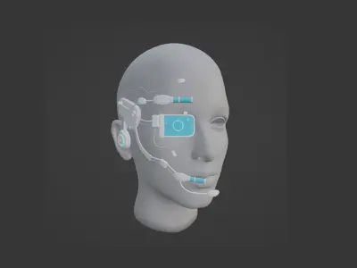 SciFi Glasses E02 White Blue - Character Design Fashion Low-poly 3D model